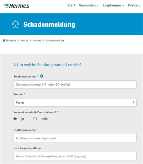 hermes schadenmeldung formular
